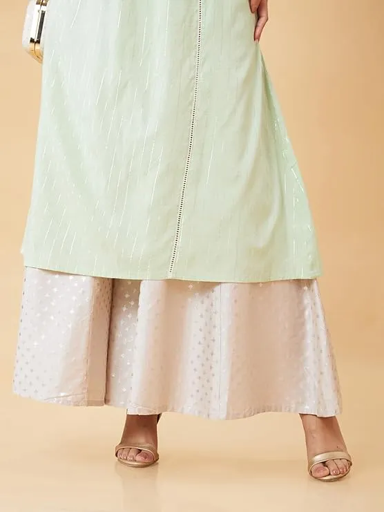 Globus Women Variegated Stripes Button Detail Mid-Rise Flared Fusion Palazzos