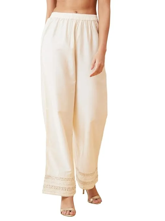 Globus Women Variegated Stripes Button Detail Mid-Rise Flared Fusion Palazzos