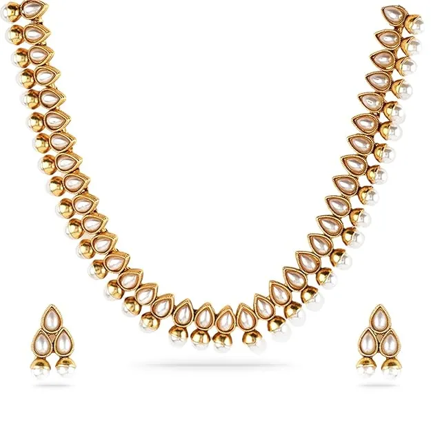 Rubans Necklace Set Gold Plated Traditional Stylish Jewellery Gift for Women & Girls
