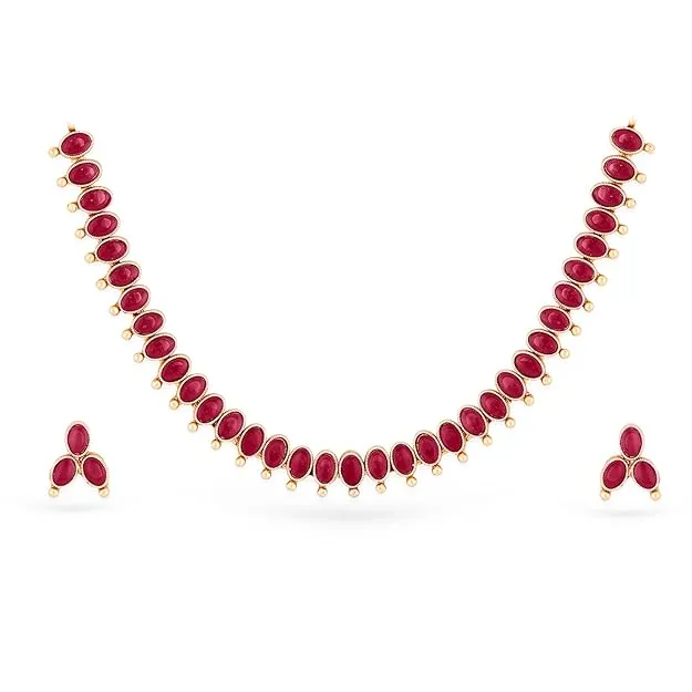 Rubans Necklace Set Gold Plated Traditional Stylish Jewellery Gift for Women & Girls