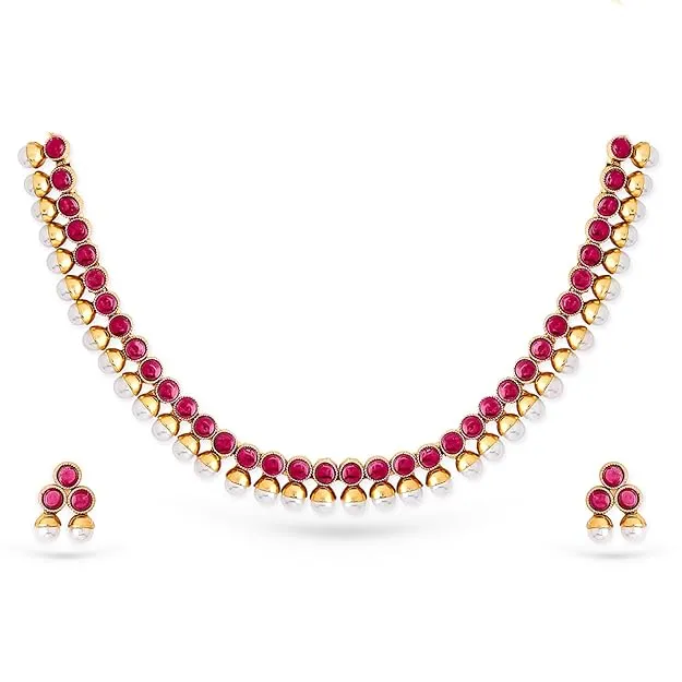 Rubans Necklace Set Gold Plated Traditional Stylish Jewellery Gift for Women & Girls