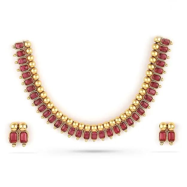 Rubans Necklace Set Gold Plated Traditional Stylish Jewellery Gift for Women & Girls
